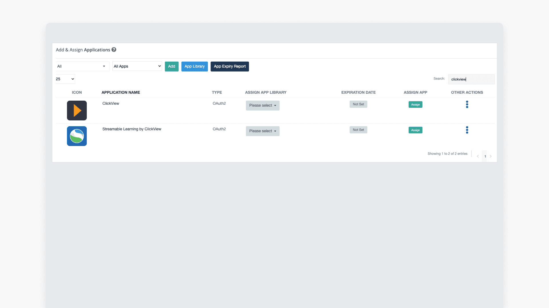 Add and Assign page