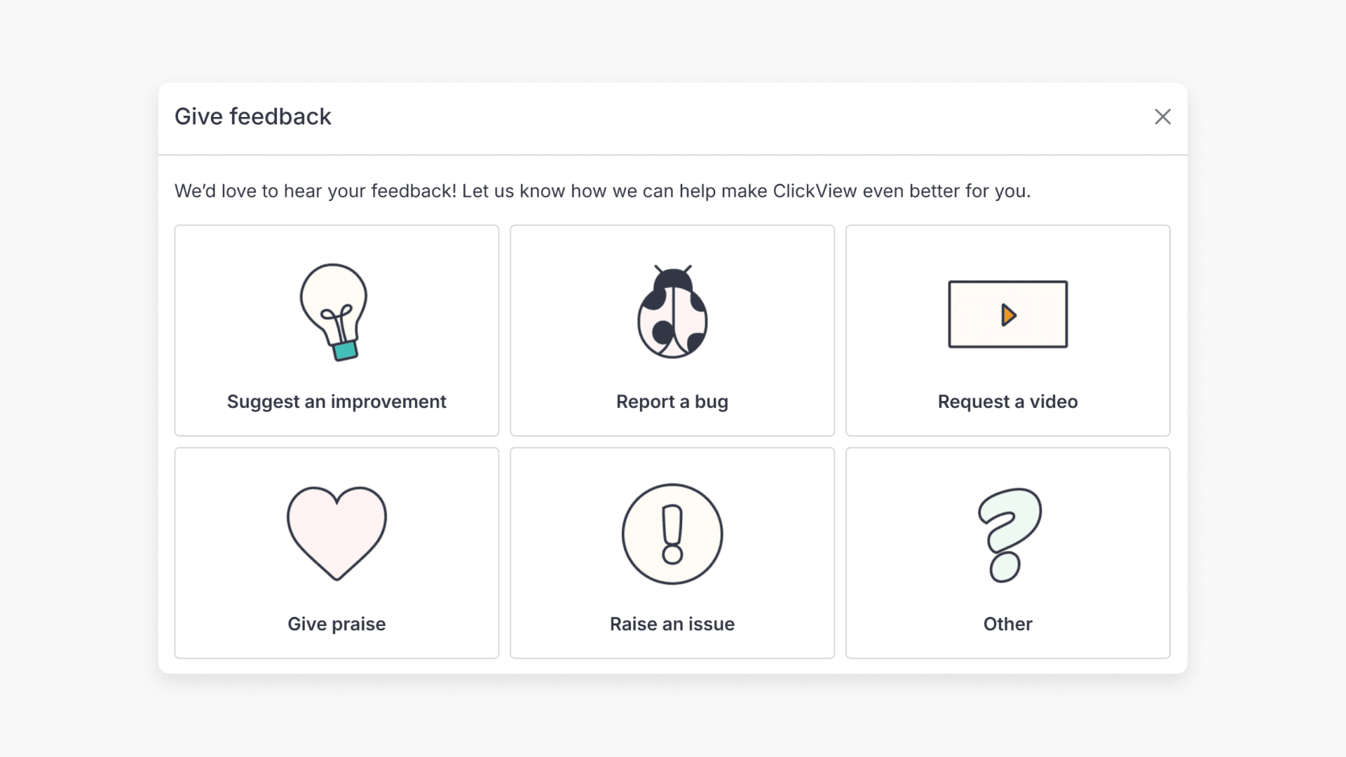 Give feedback selection