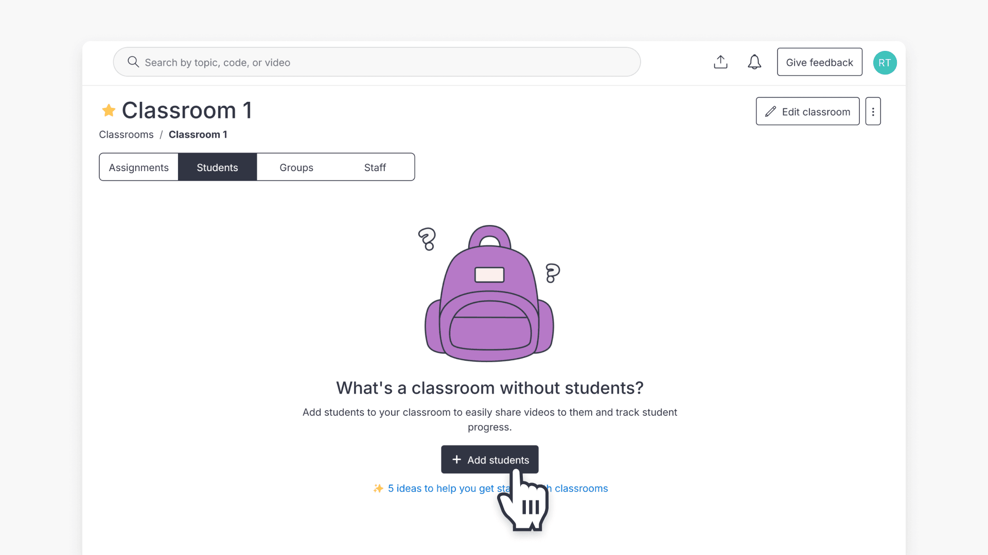 Click Add students button