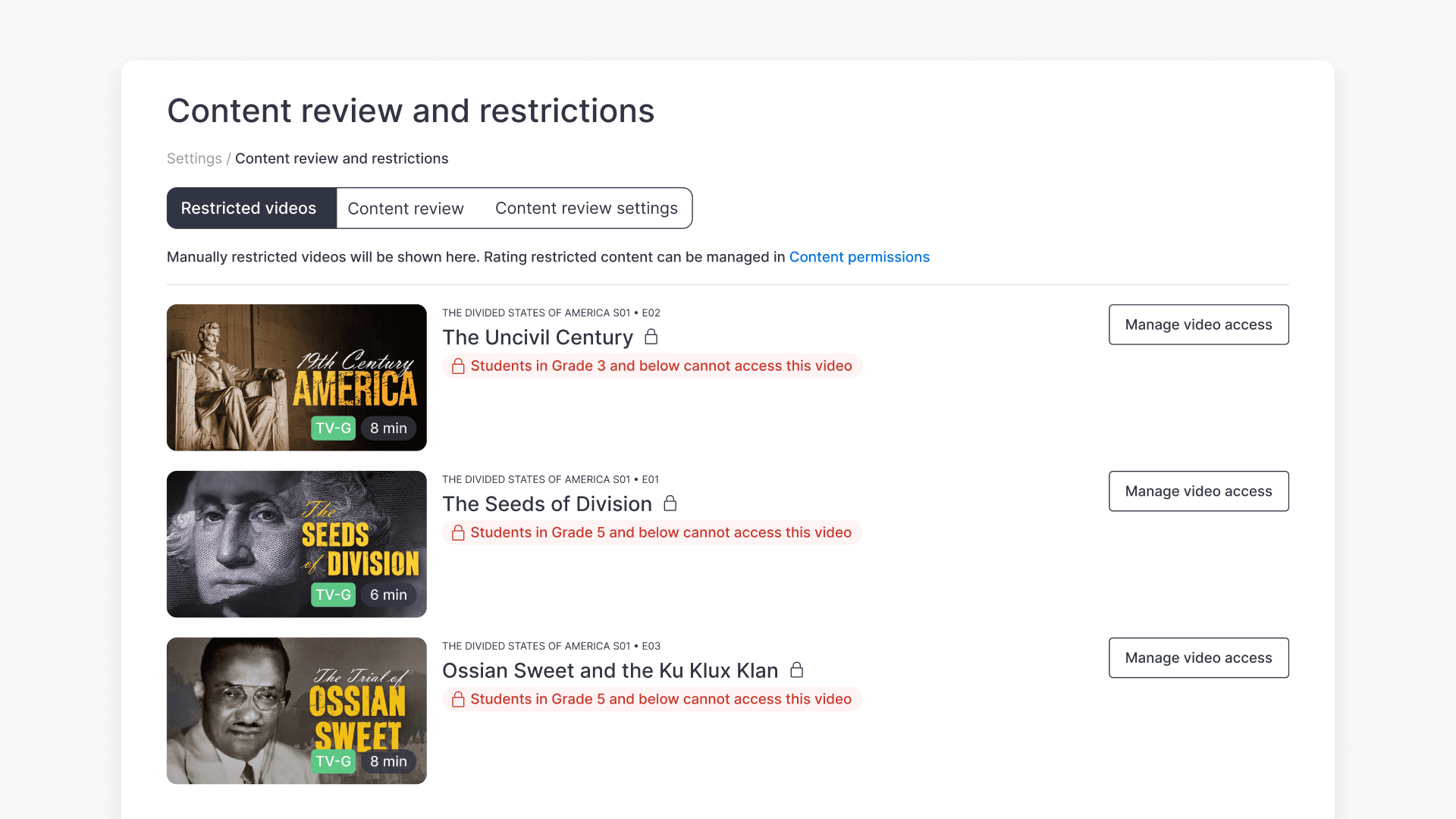 View restricted videos in Content Review Settings in ClickView