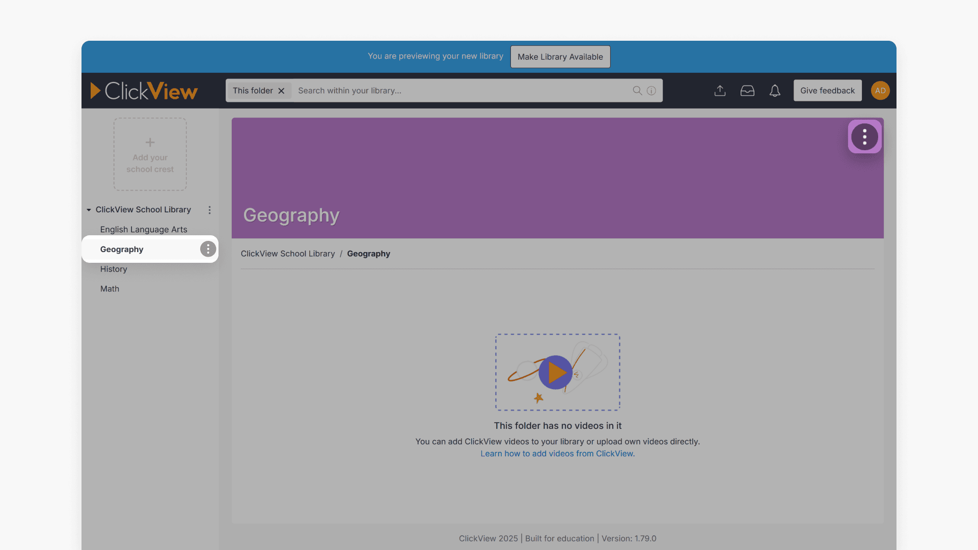 Select three vertical dots next to folder name