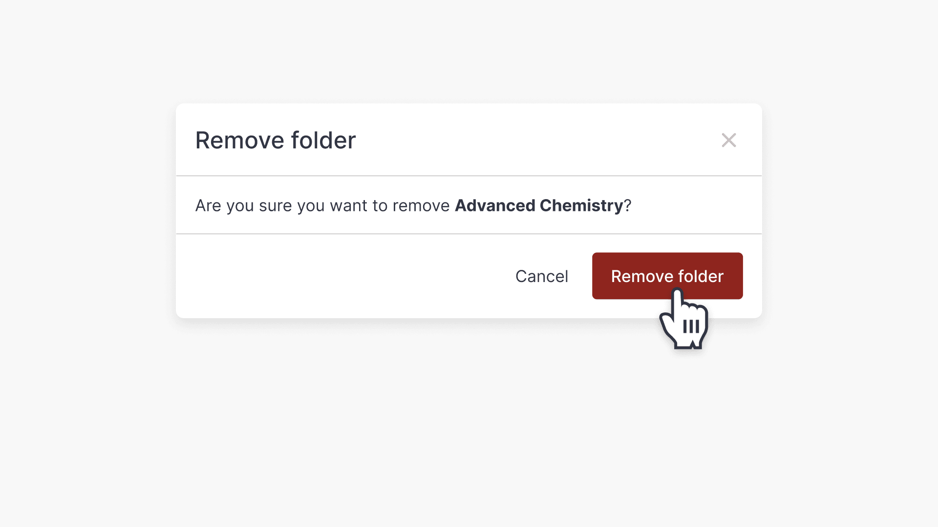 Click remove folder when prompted 