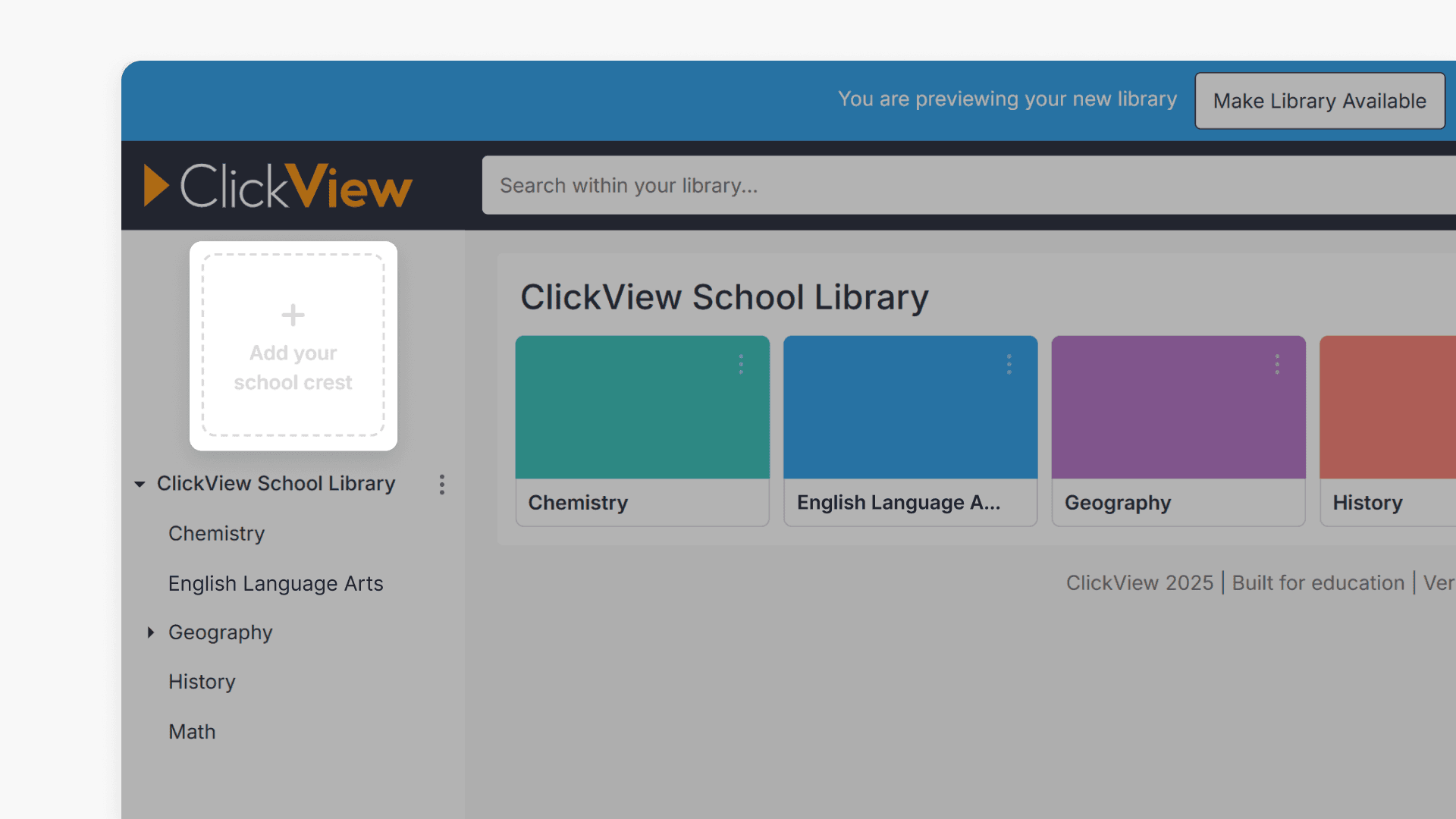 Click on Add school crest