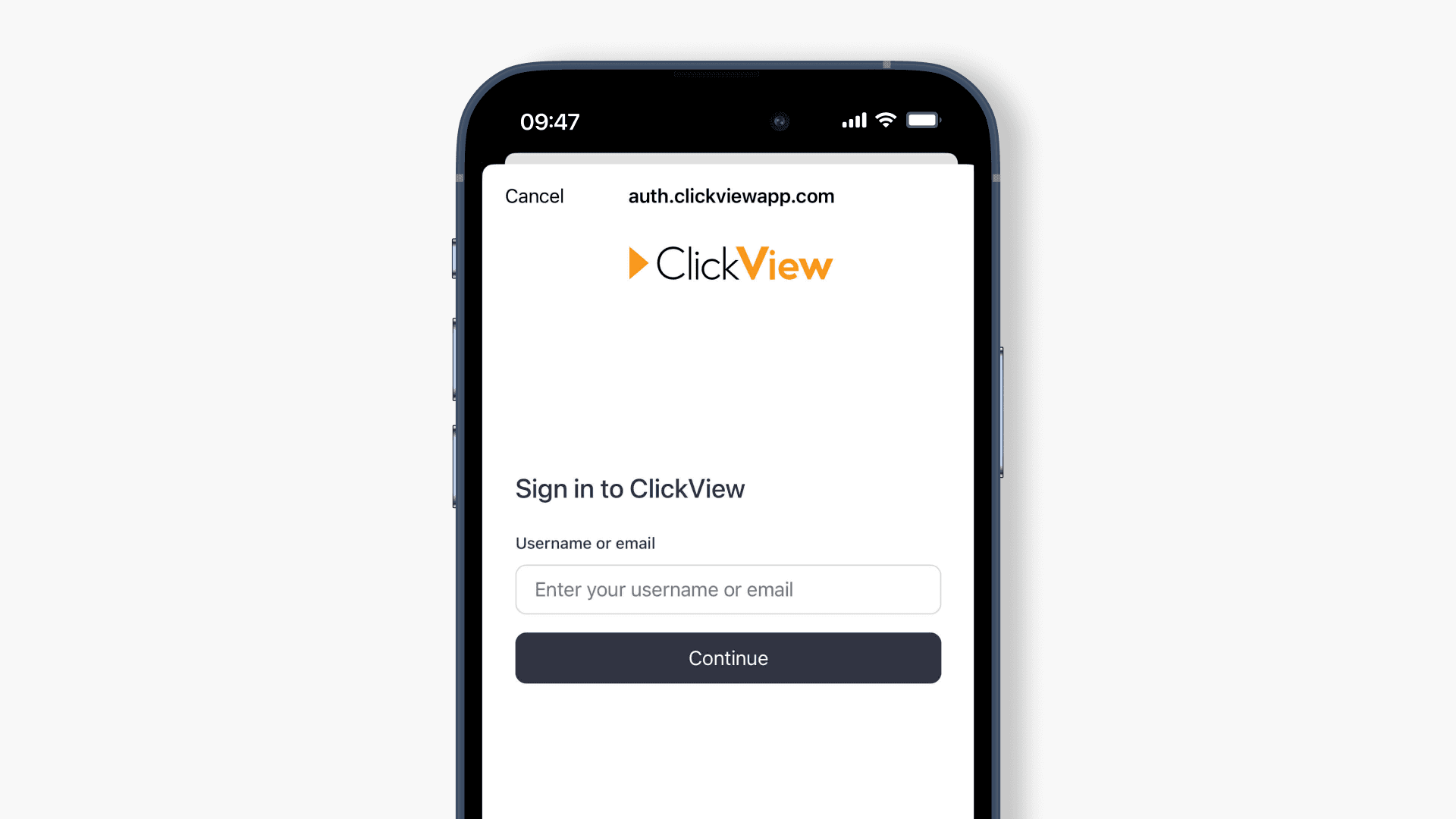 Clickview sign in interface