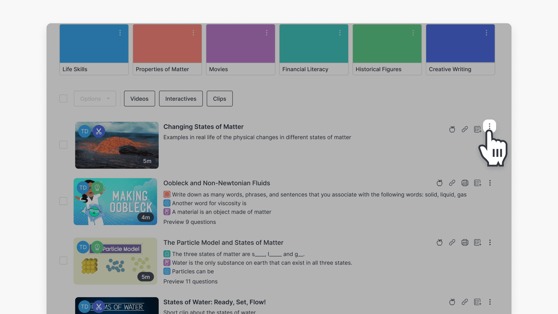 How to access the menu in ClickView's MyVideos