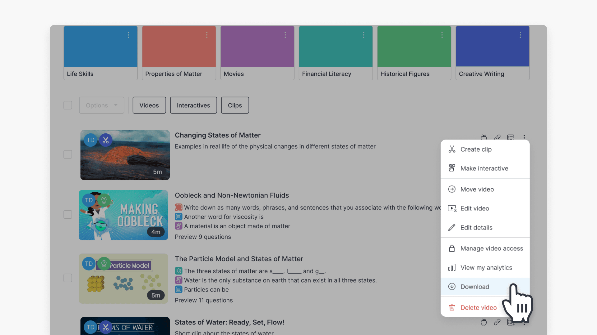 How to download a video from ClickView in My Videos