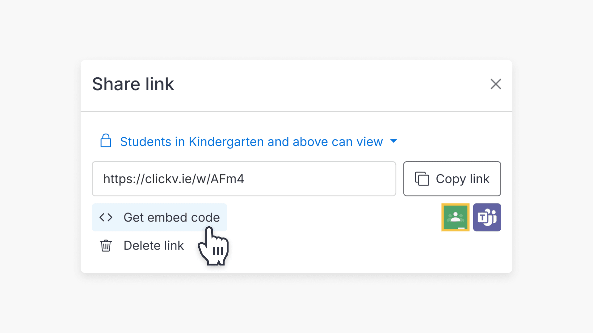 Get embed code navigation