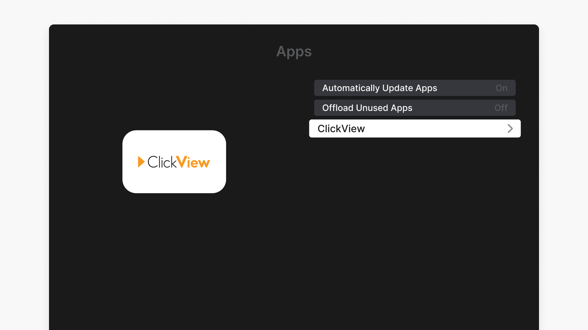 Clickview application selection