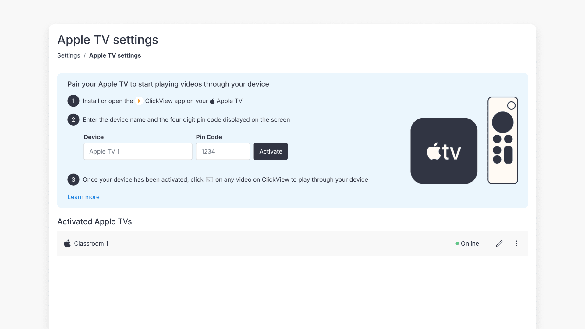 Clickview apple tv settings