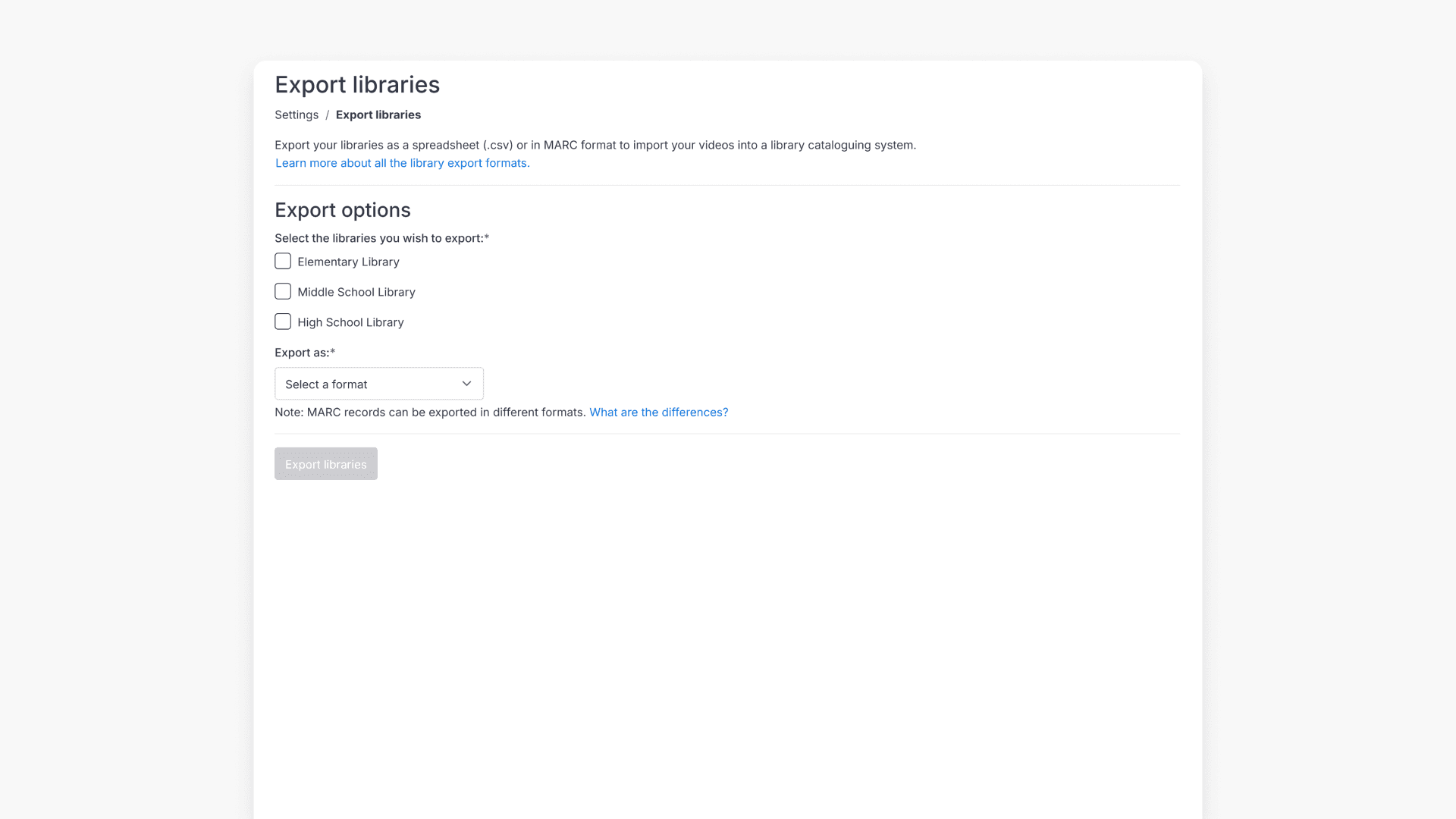 Clickview export libraries interface