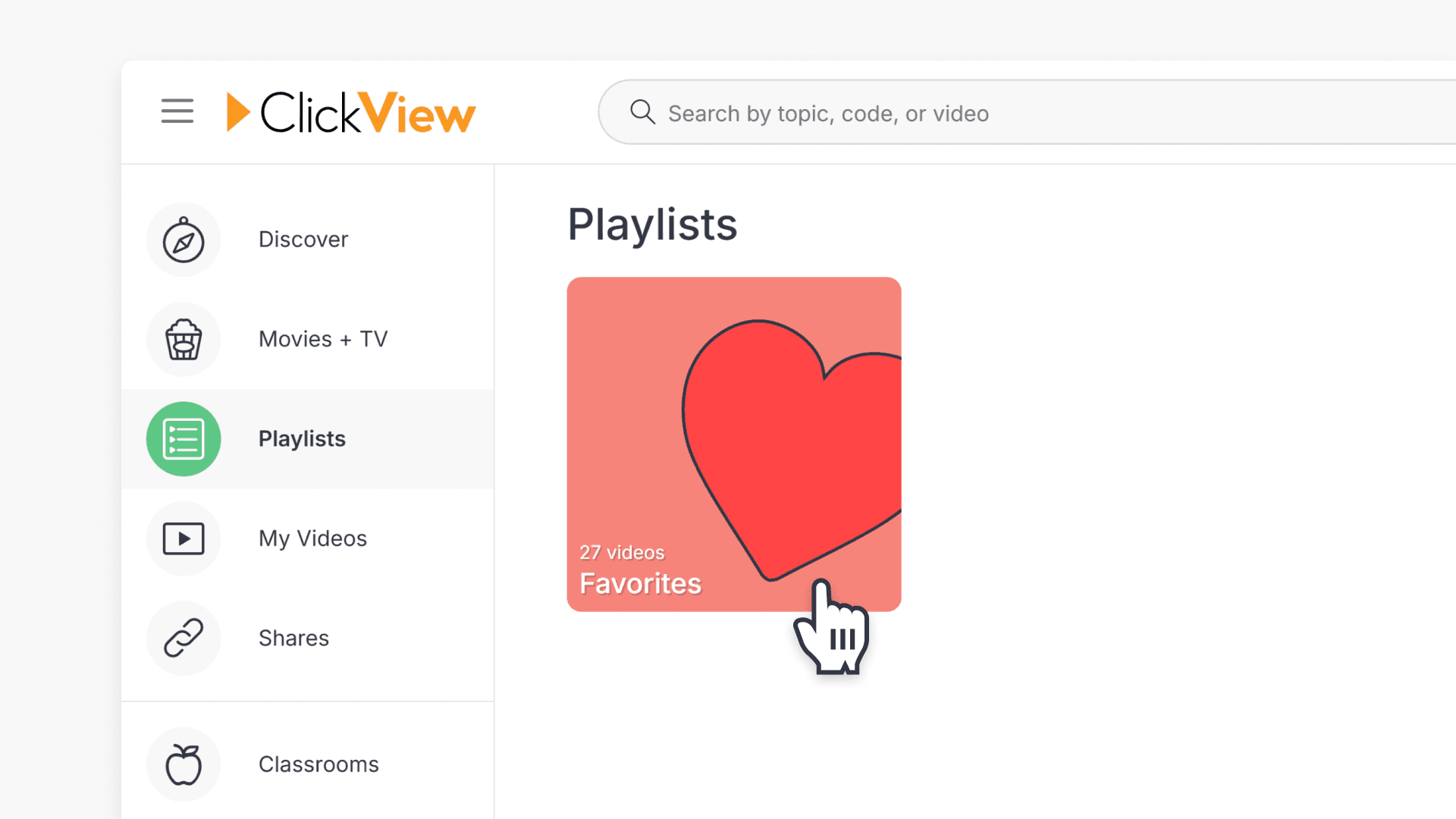 Clickview favorite video playlist navigation