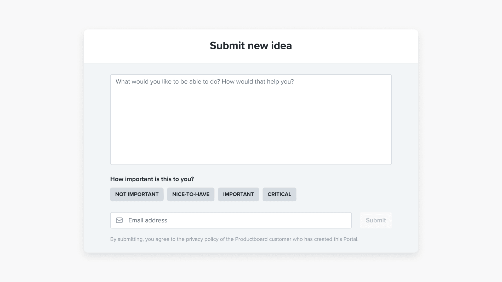 Submit new idea interface