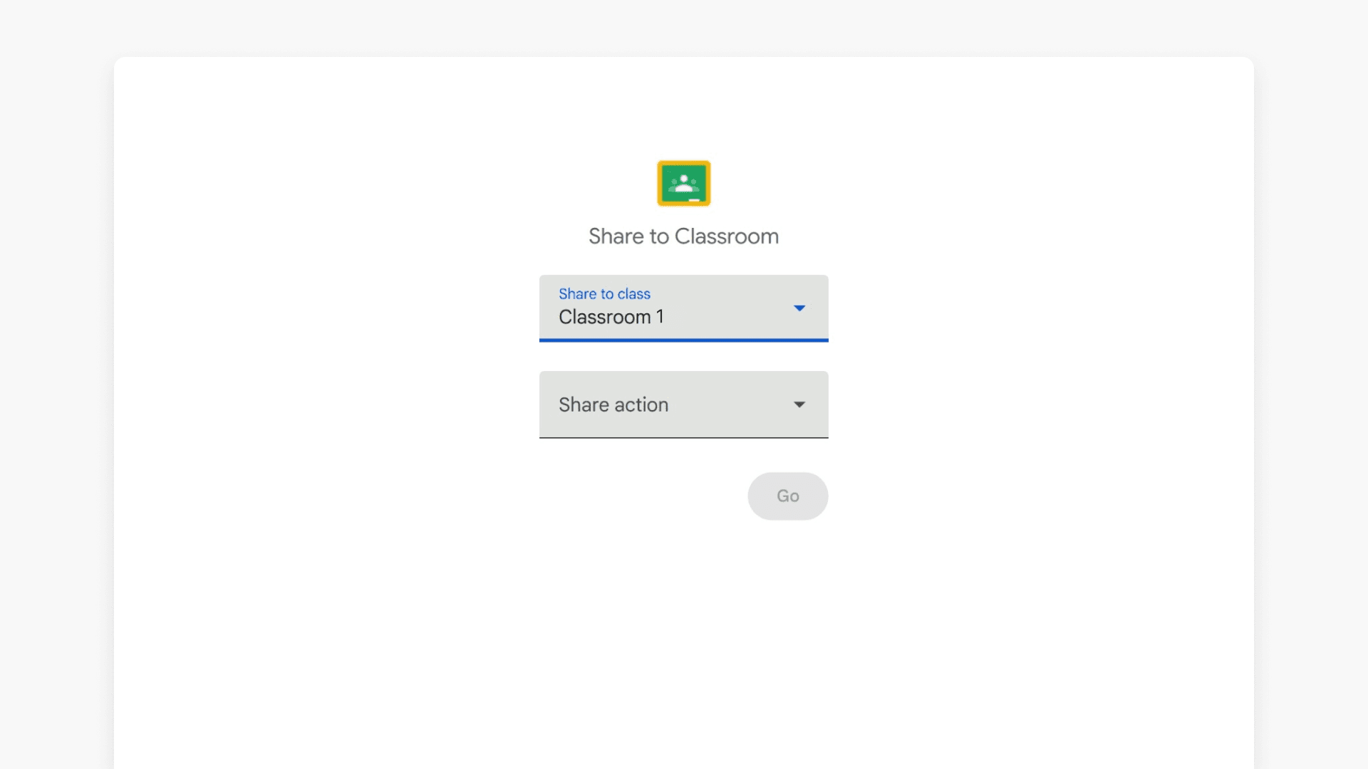Google classroom selection