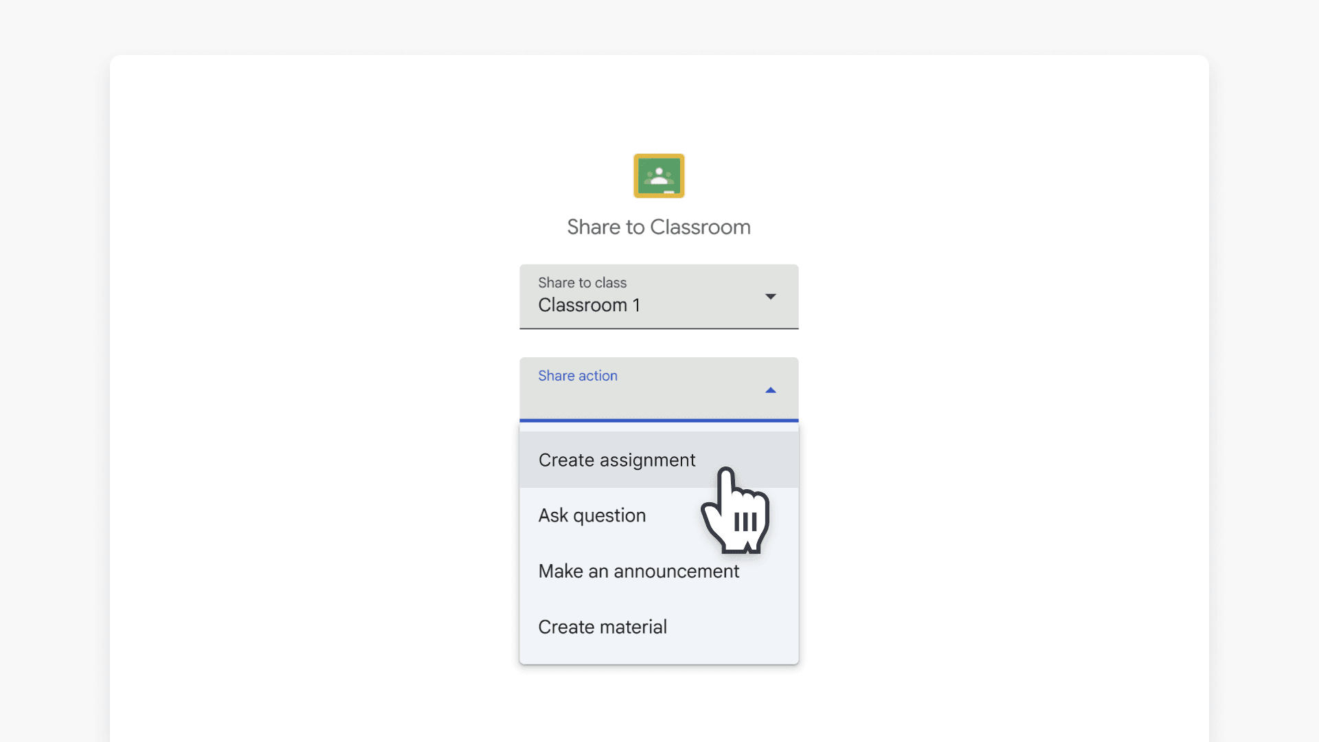 Google classroom assignment creation