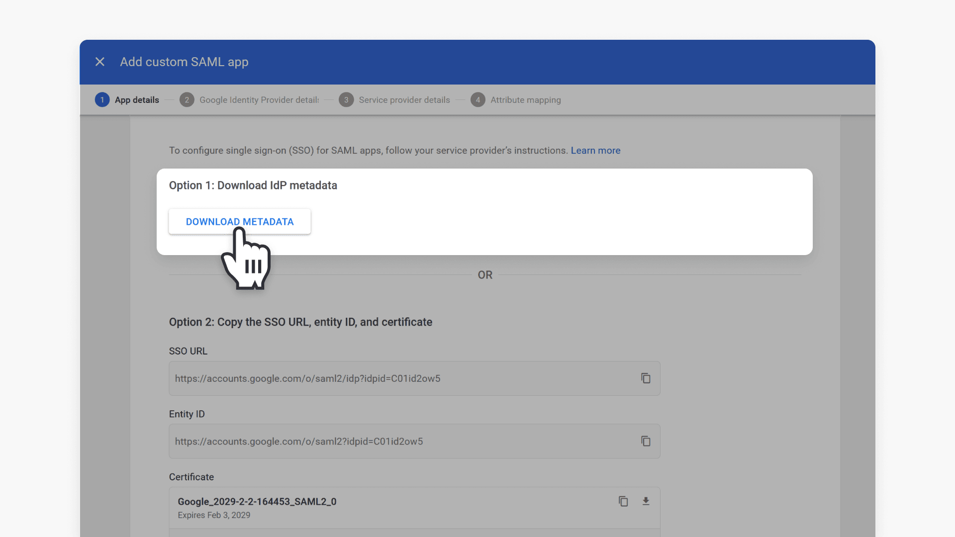 Select download metadata