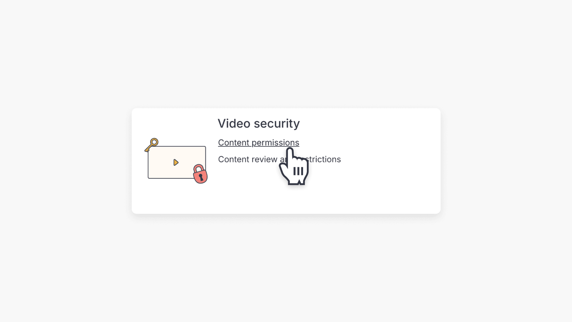 Cursor hovering over the "Content permissions" under the Video security