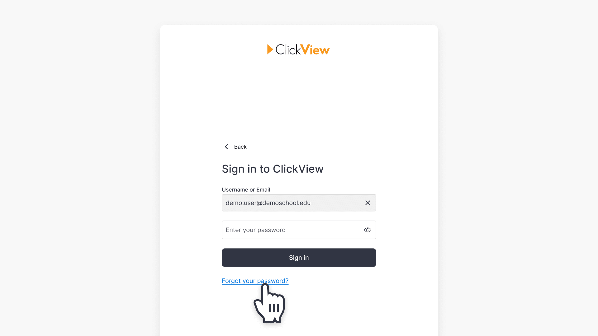 Forgot password button