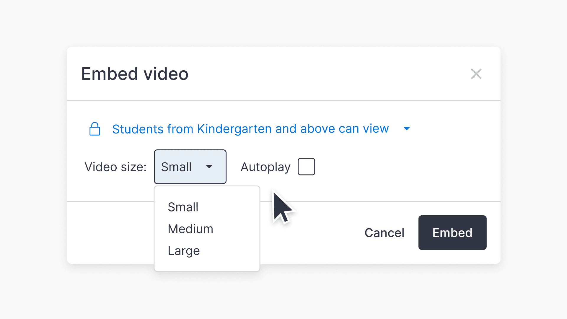 Clickview video size selection