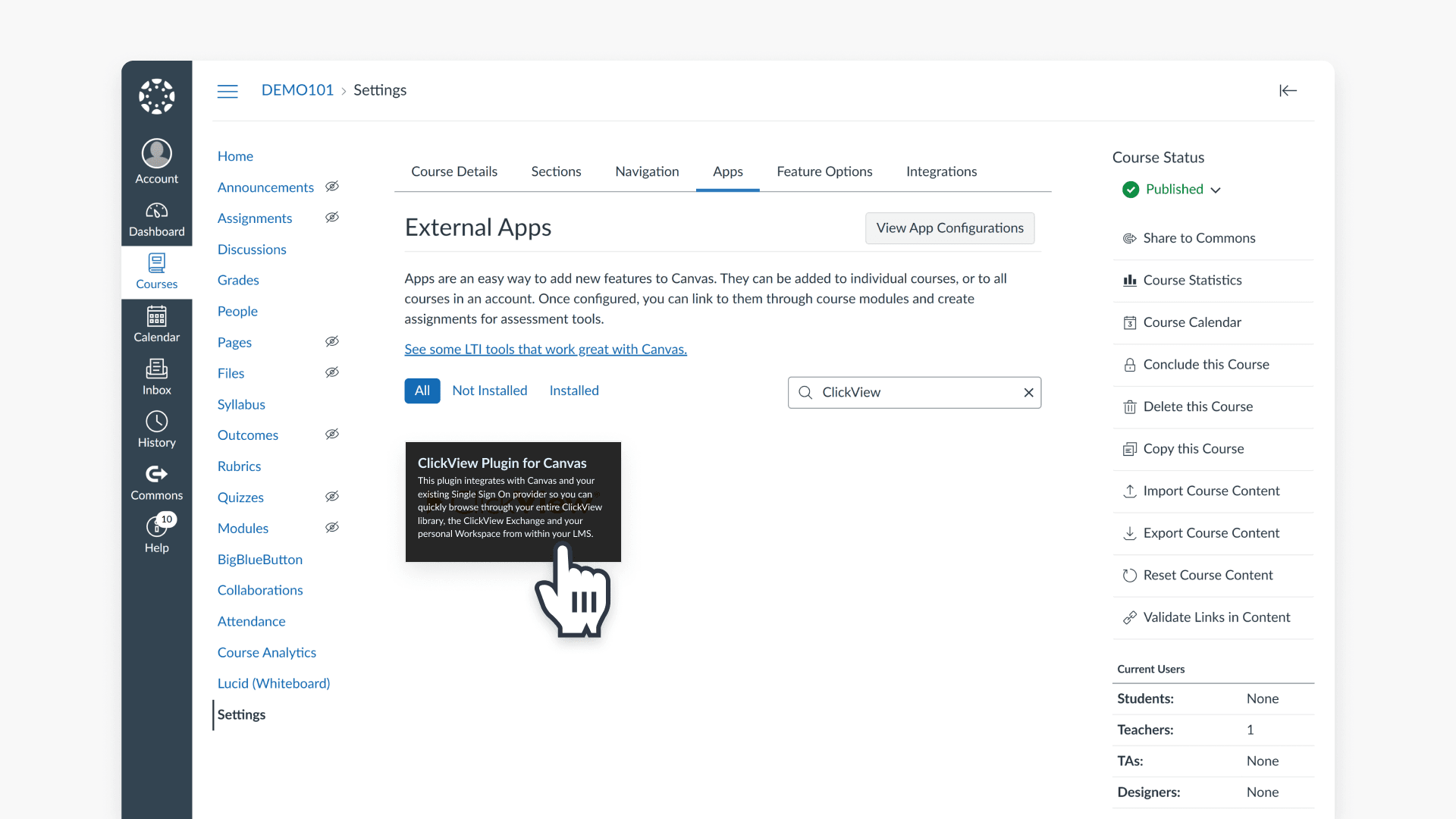 Clickview plugin navigation