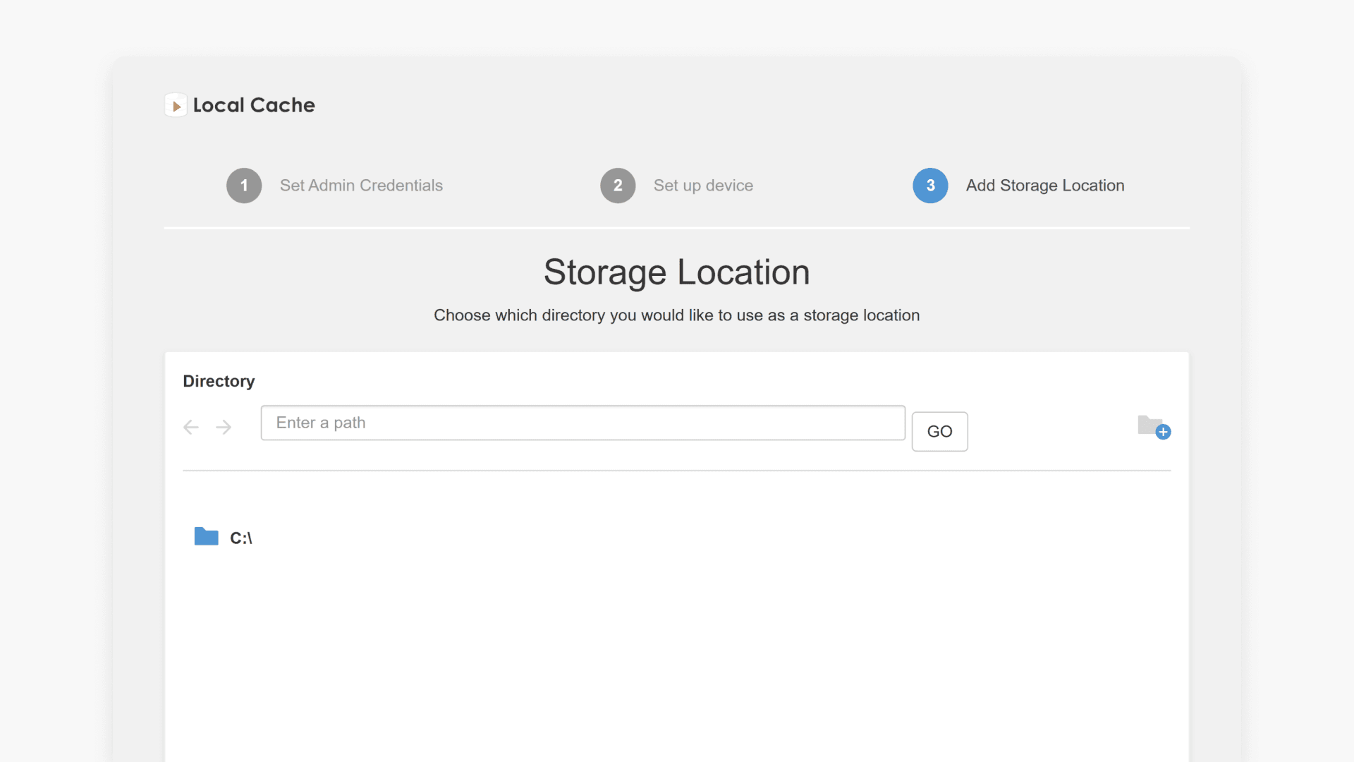 Select a folder for Local Cache files