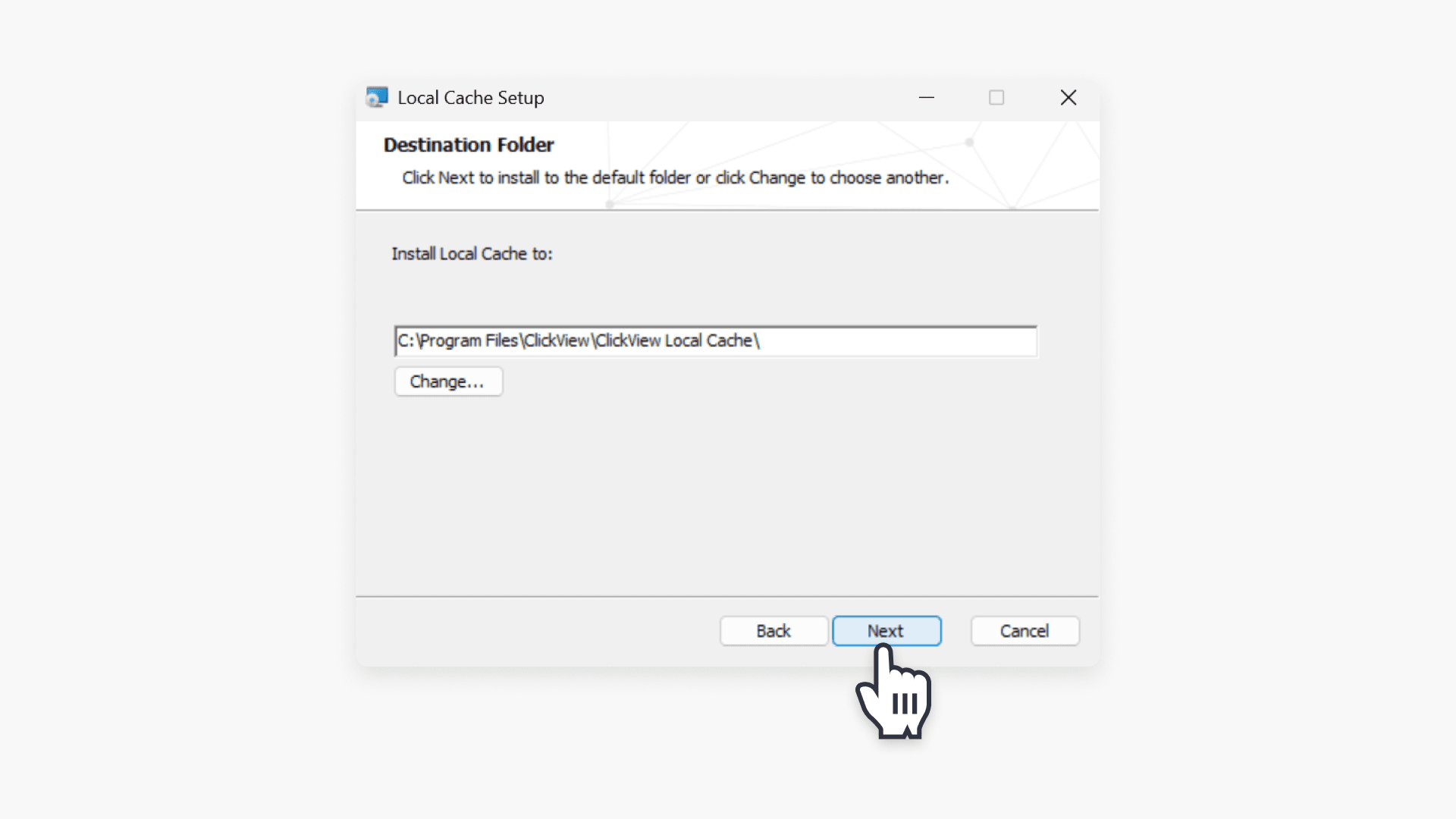 Choose the desired installation directory