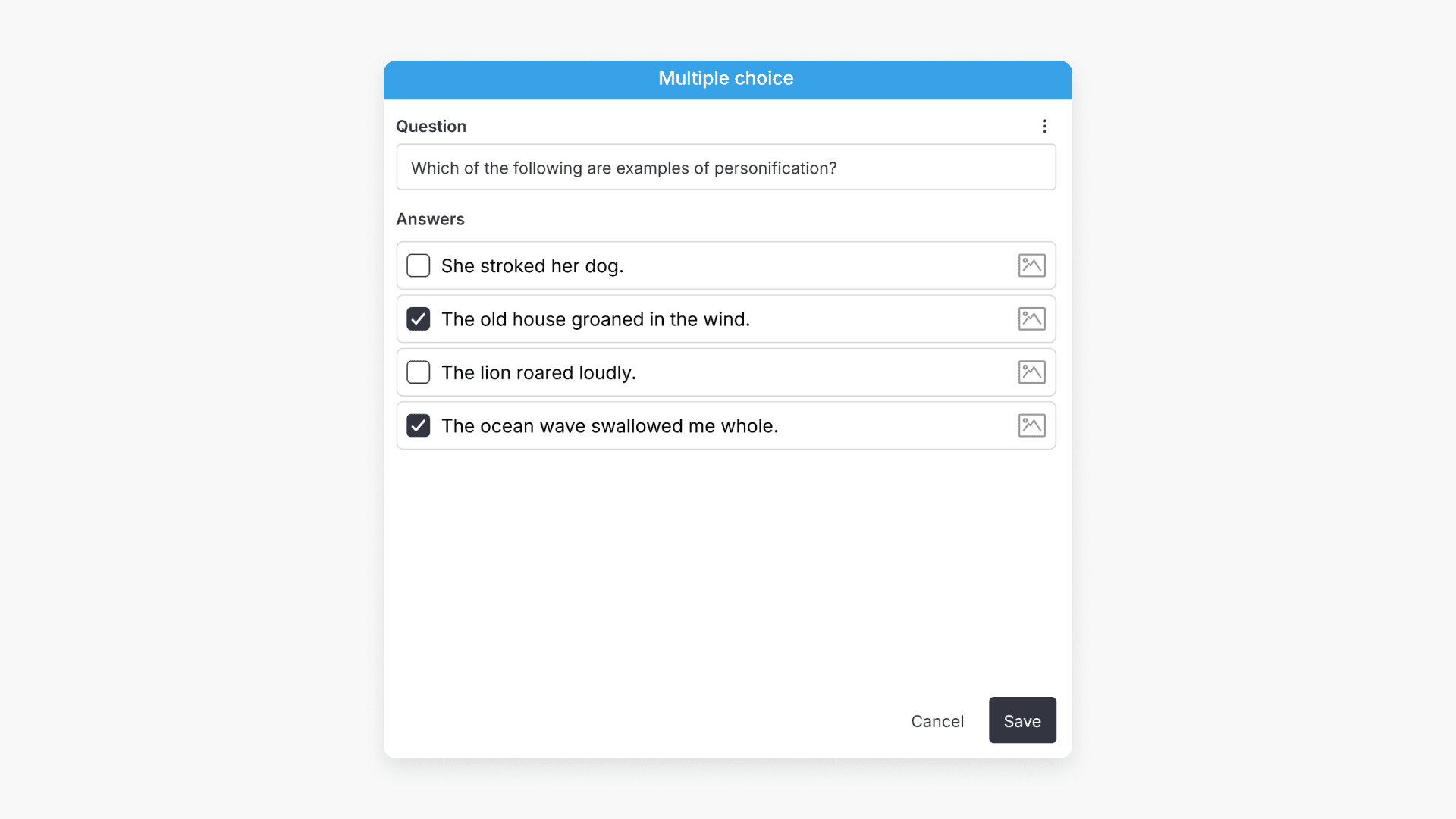 Multiple choice editor
