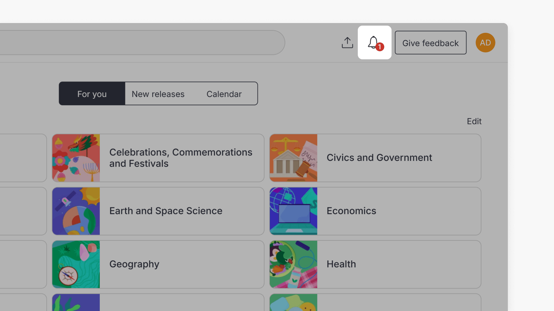 Window highlighting 'notification' icon