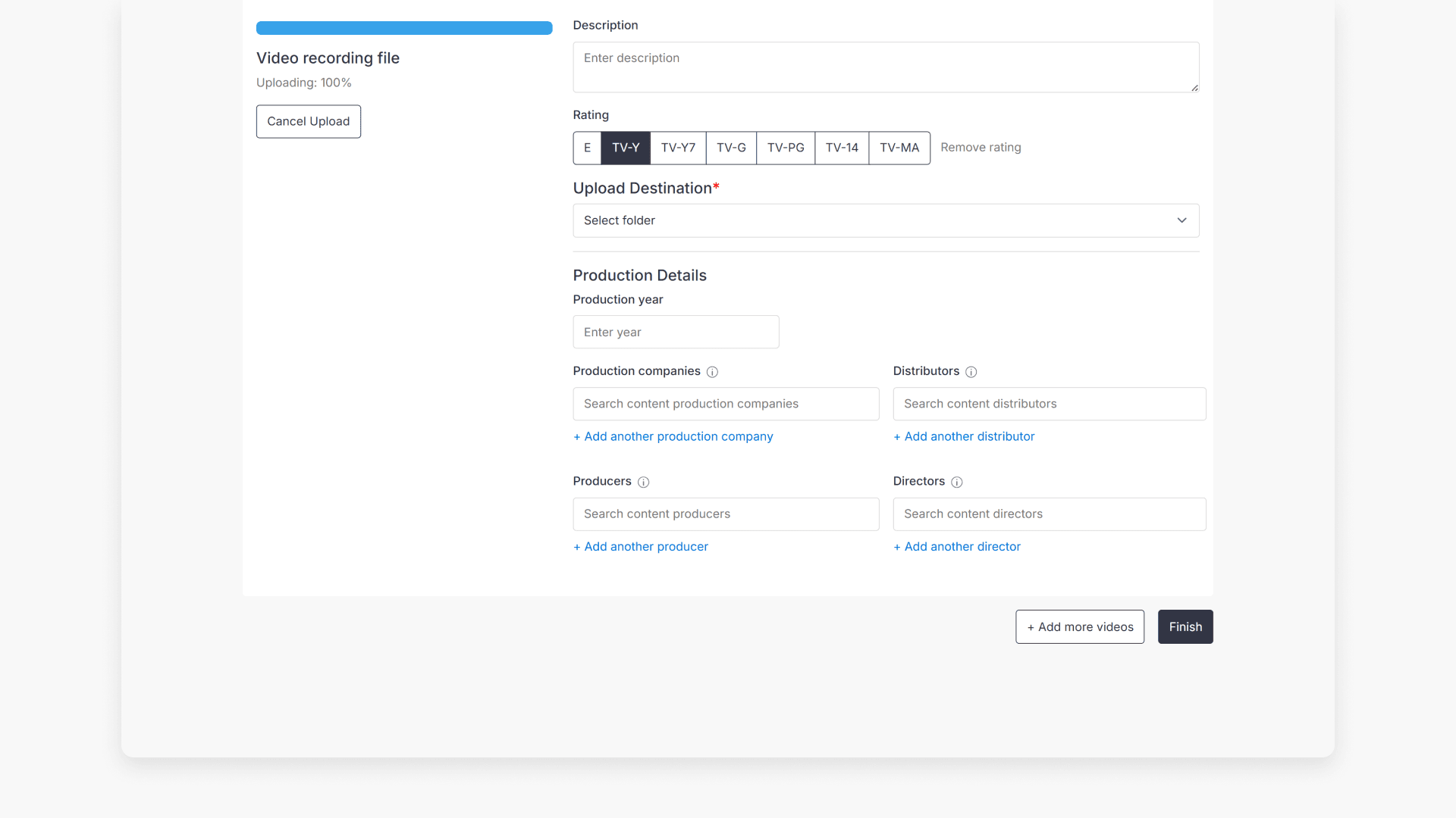 Video recording file page