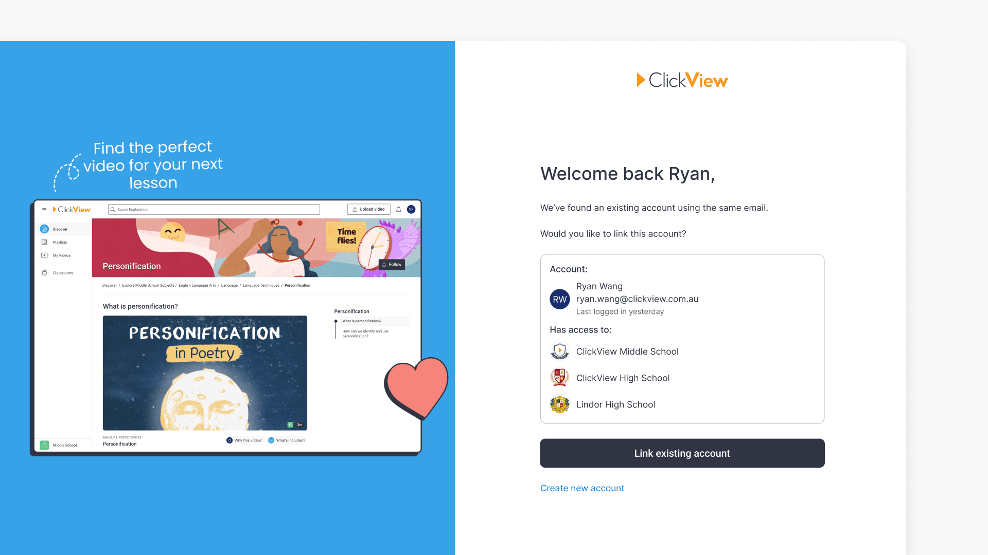 Clickview account login selection