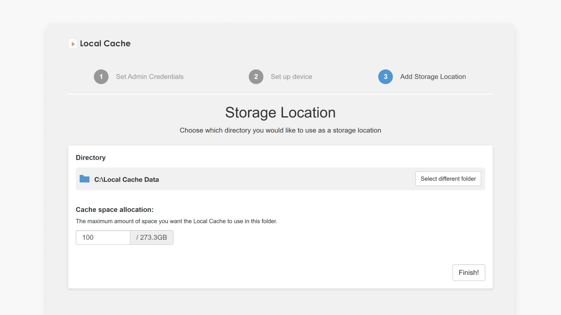 In Local Cache Admin Console you can set the cache space allocation