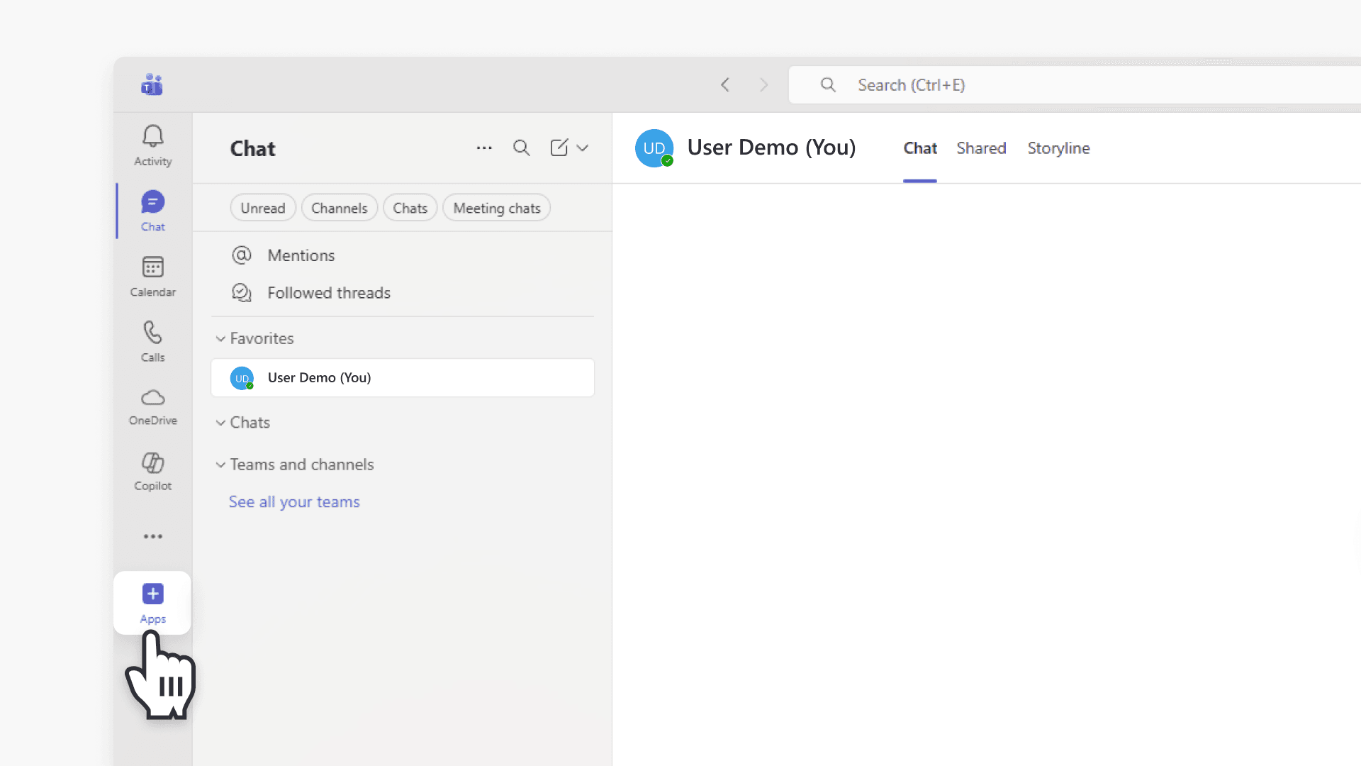 Microsoft Teams app button navigation