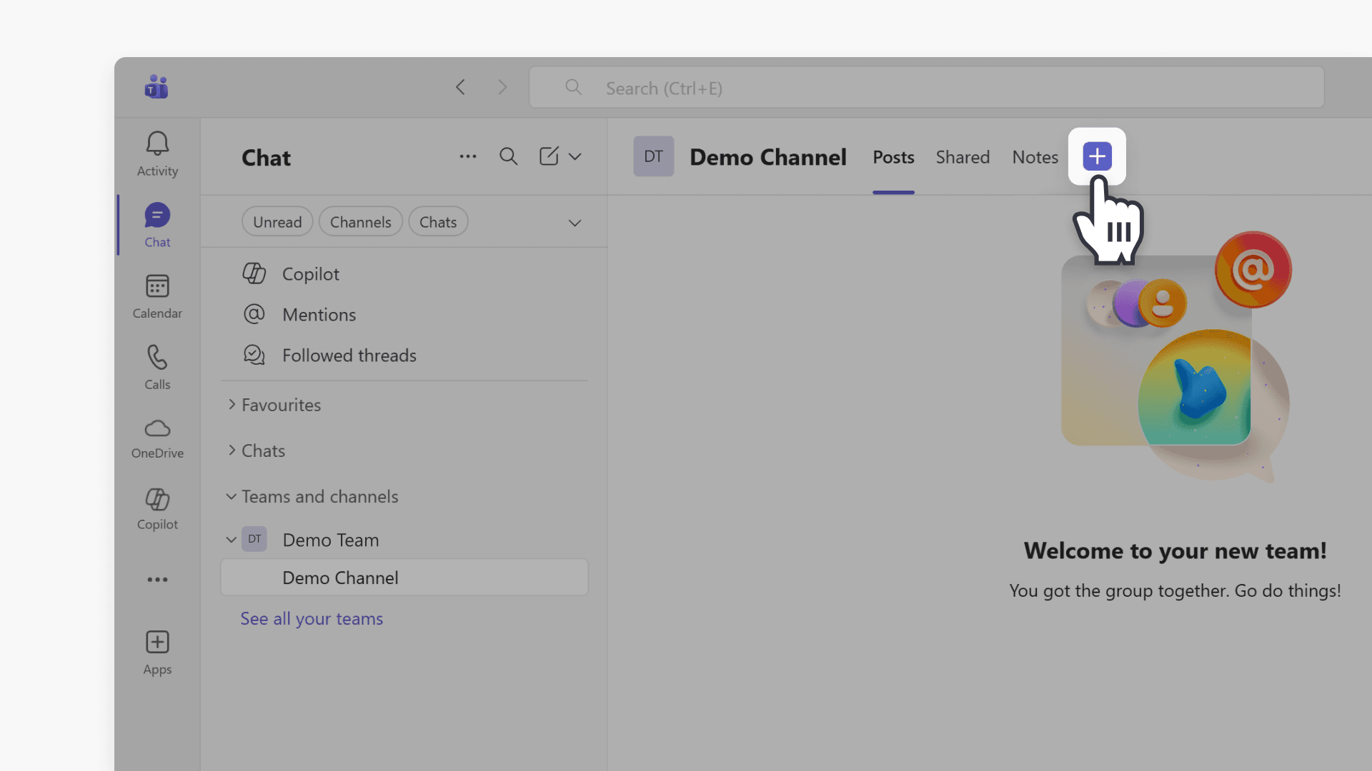 Microsoft Teams ad button navigation