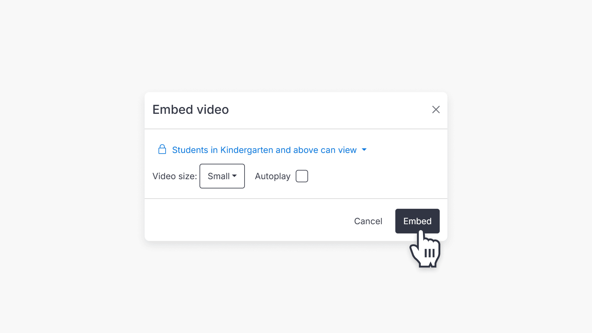 Embed video button navigation