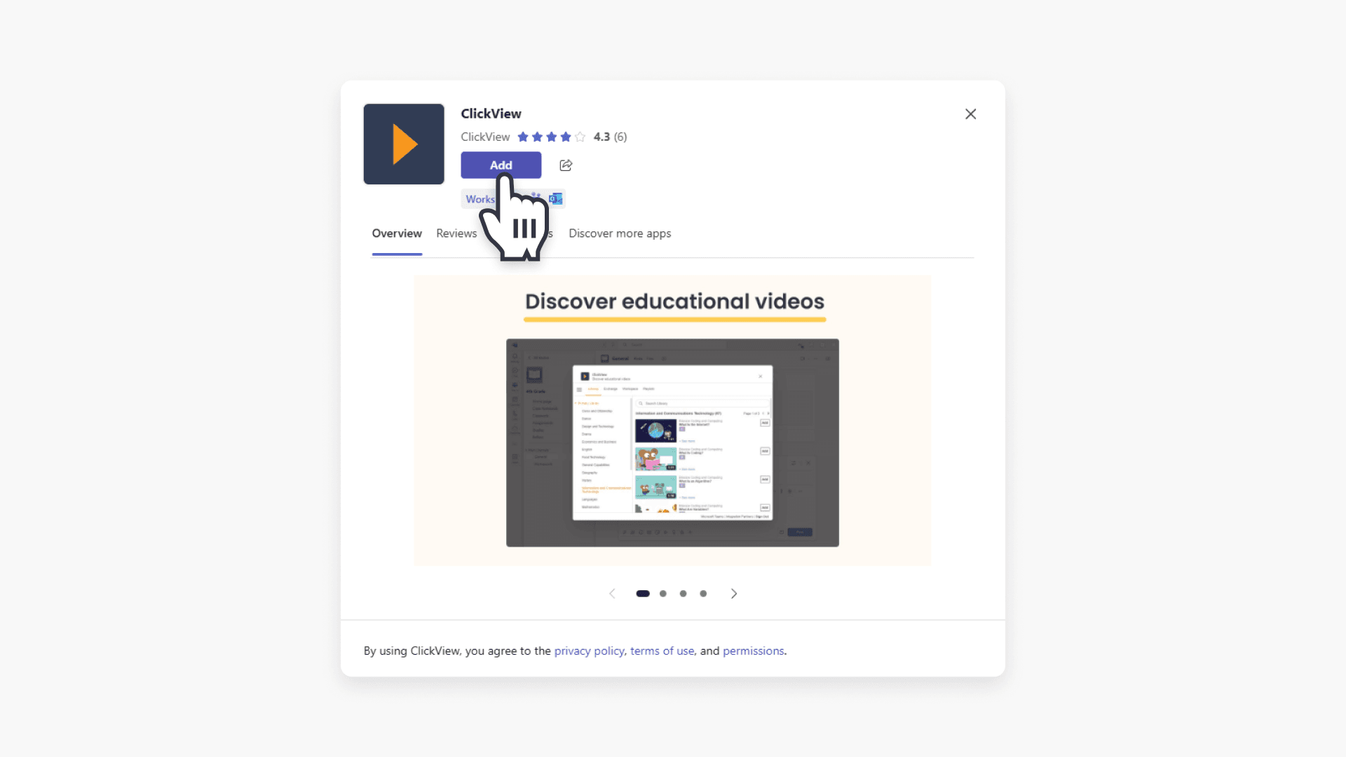 Add clickview app on Microsoft Teams