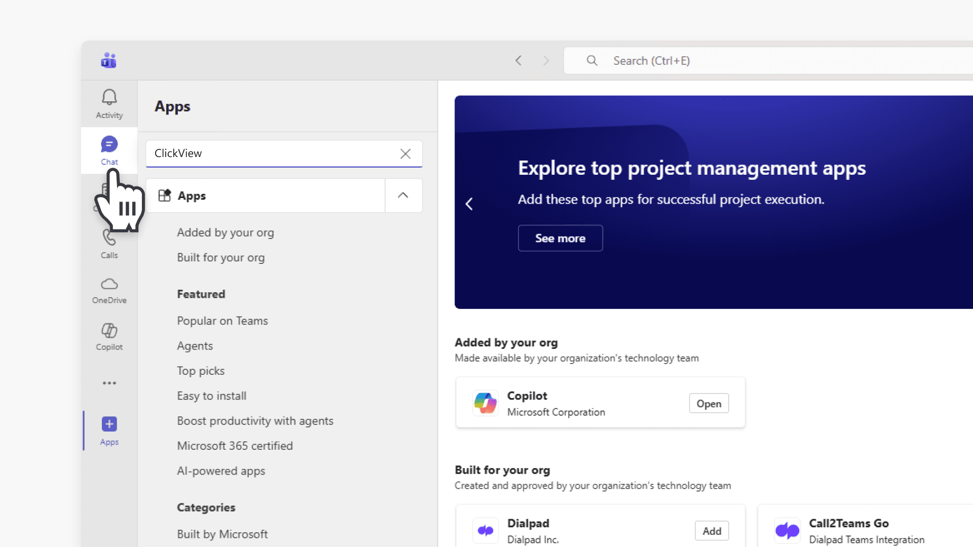 Chat icon navigation