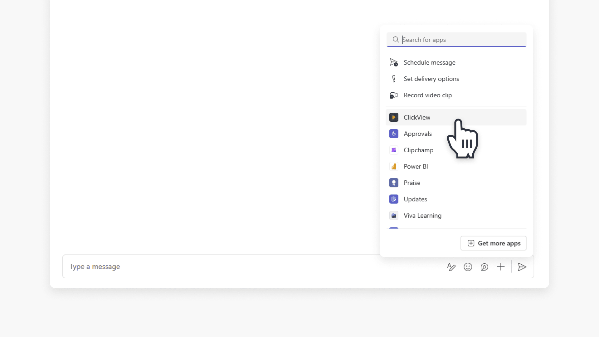 Microsoft Teams app selection