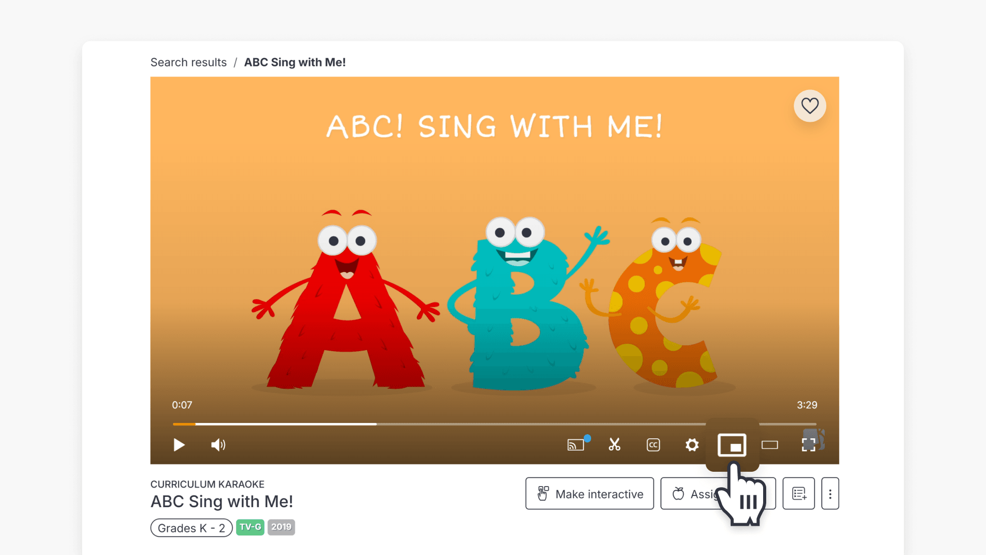 video player picture-to-picture button navigation