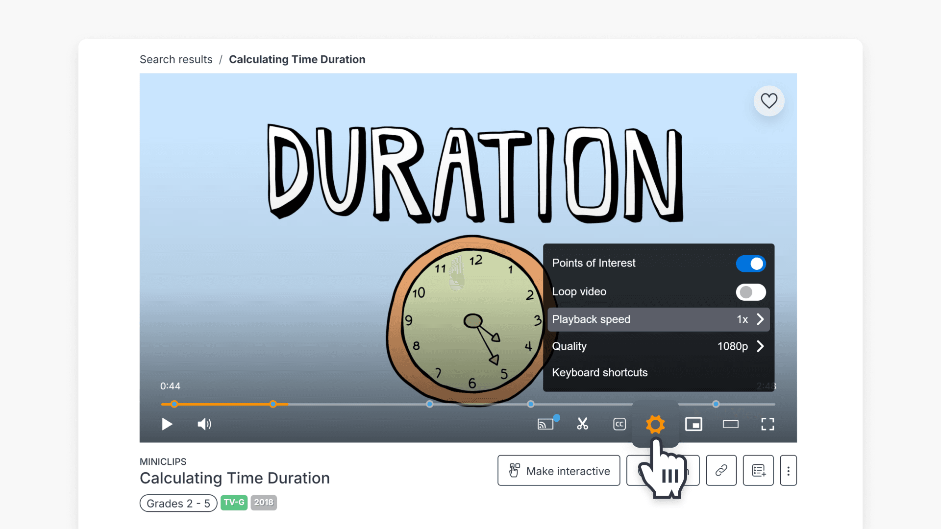 Video playback speed button