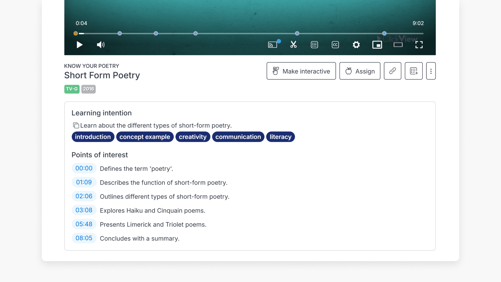Point of interest section