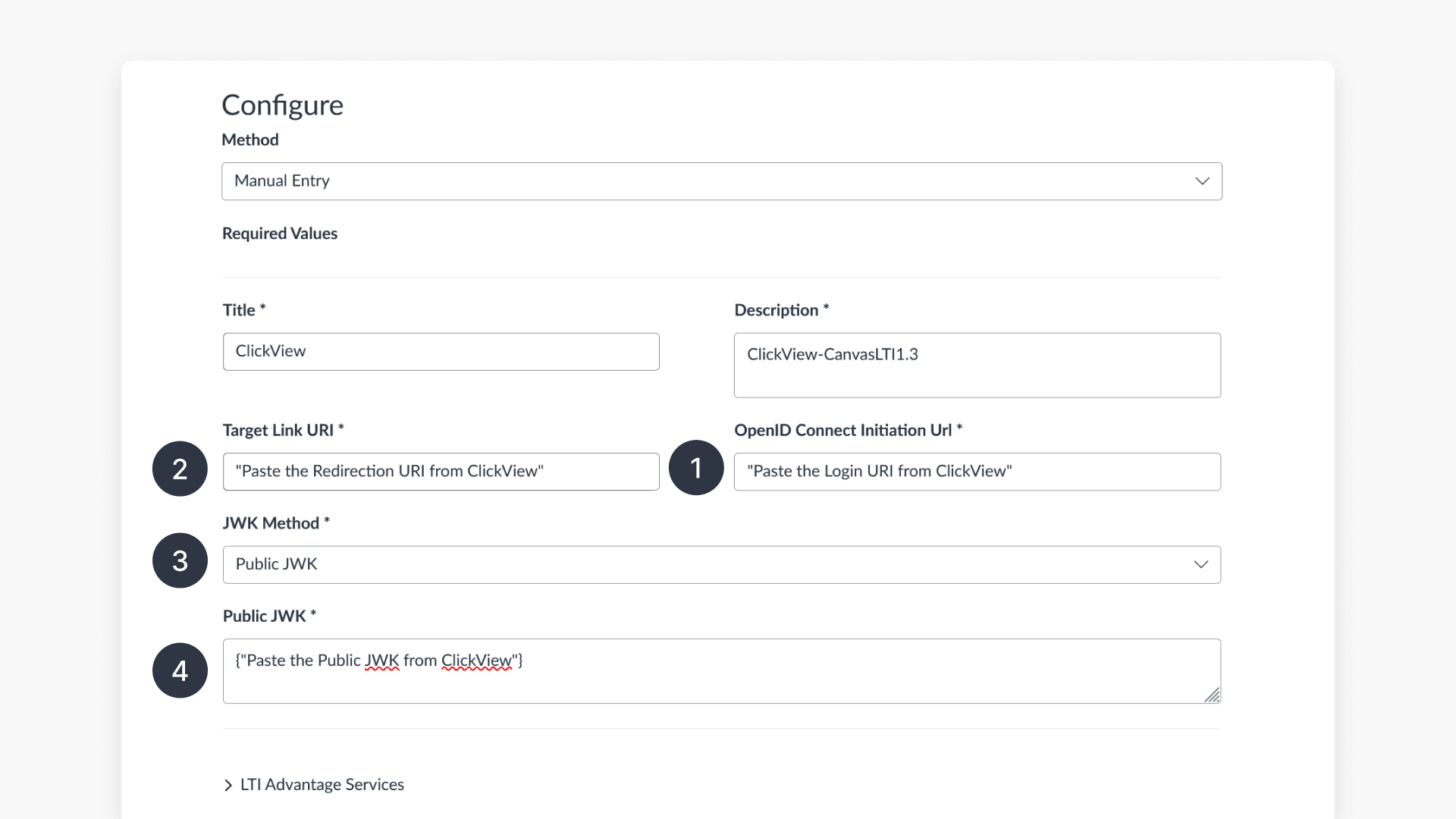 Configure settings interface