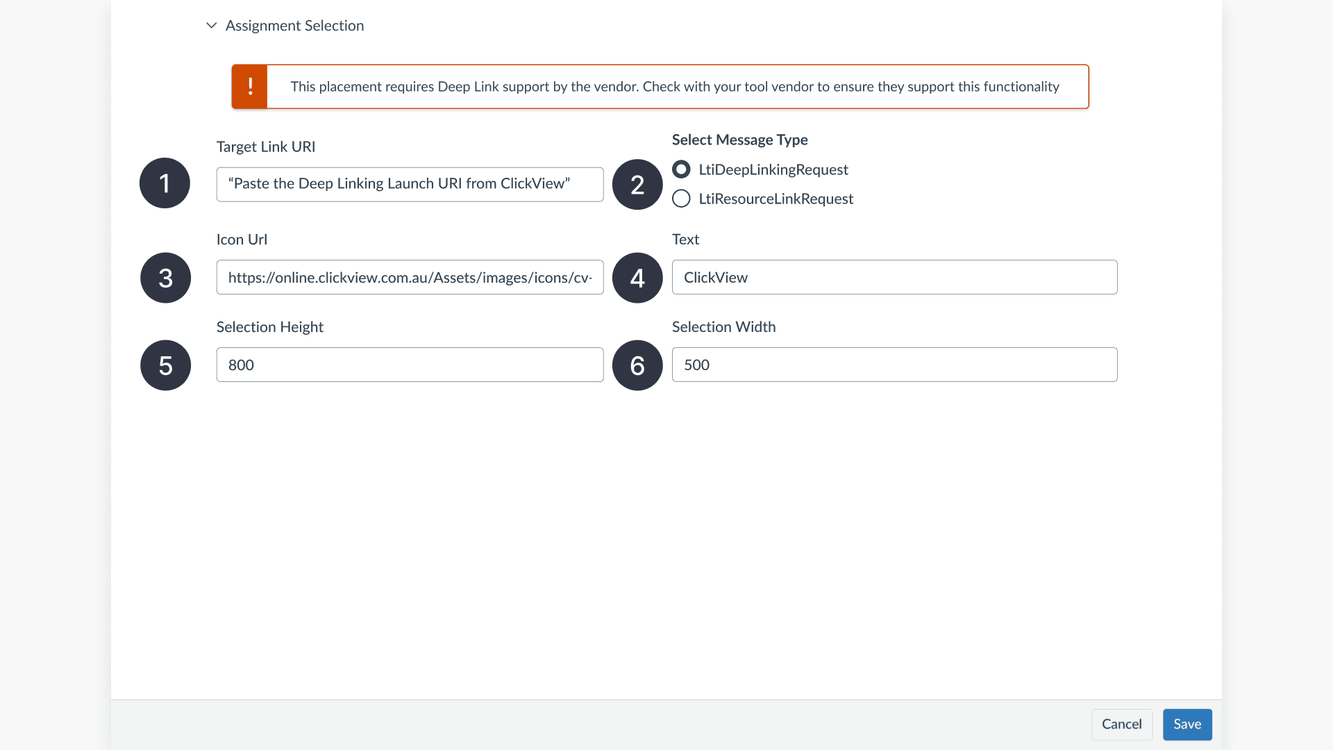 Assignment selection interface