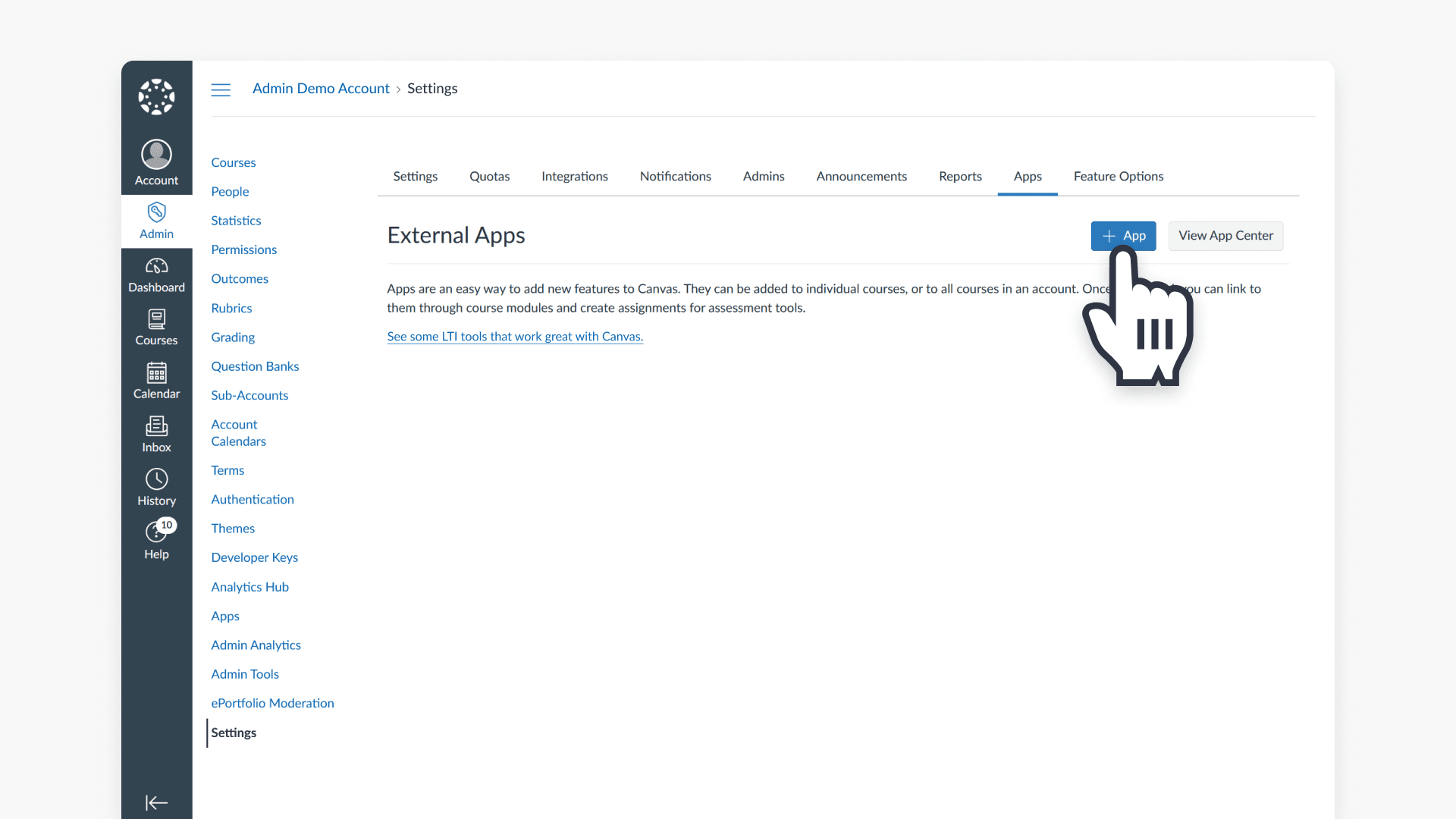 Canvas external apps navigation