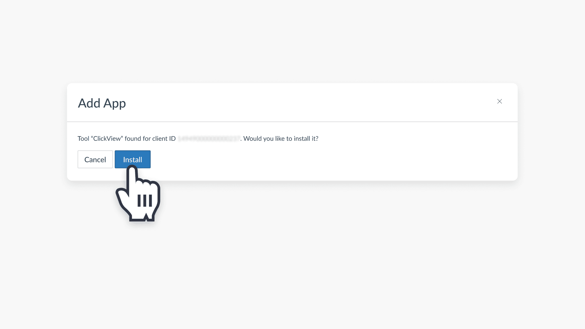 Canvas external app installation button