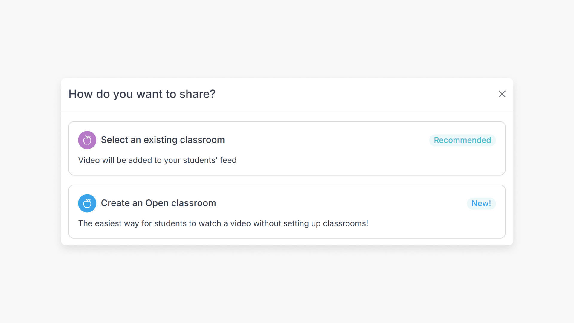 'How do you want to share?' pop-up window