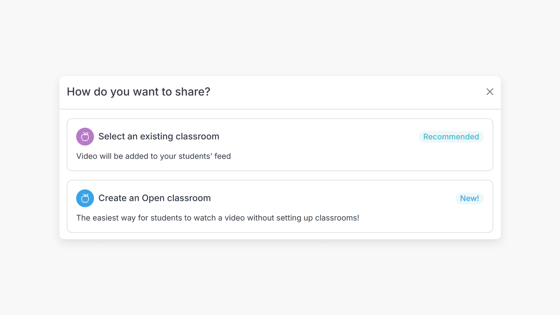 'How do you want to share?' pop-up window