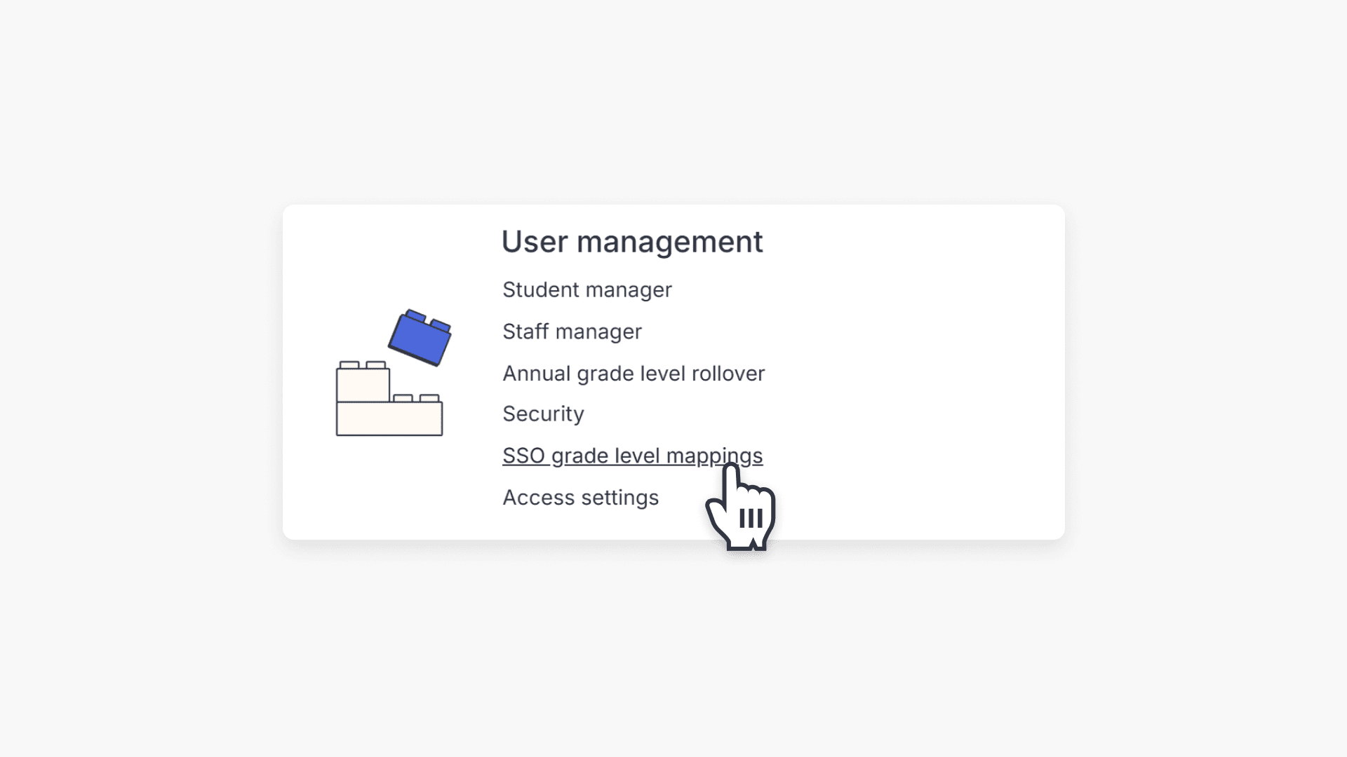 Cursor pointing at SSO grade level mappings