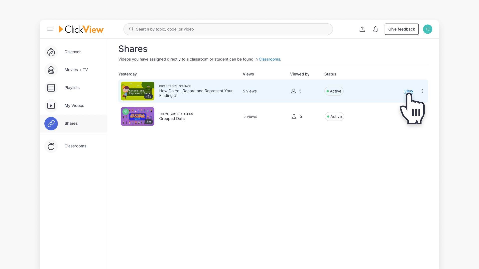 Video list navigation