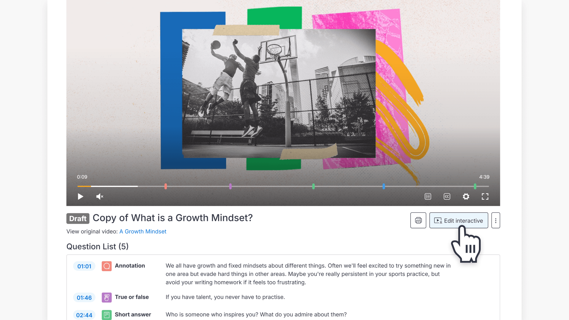 Hand pointing to 'Edit interactive' button