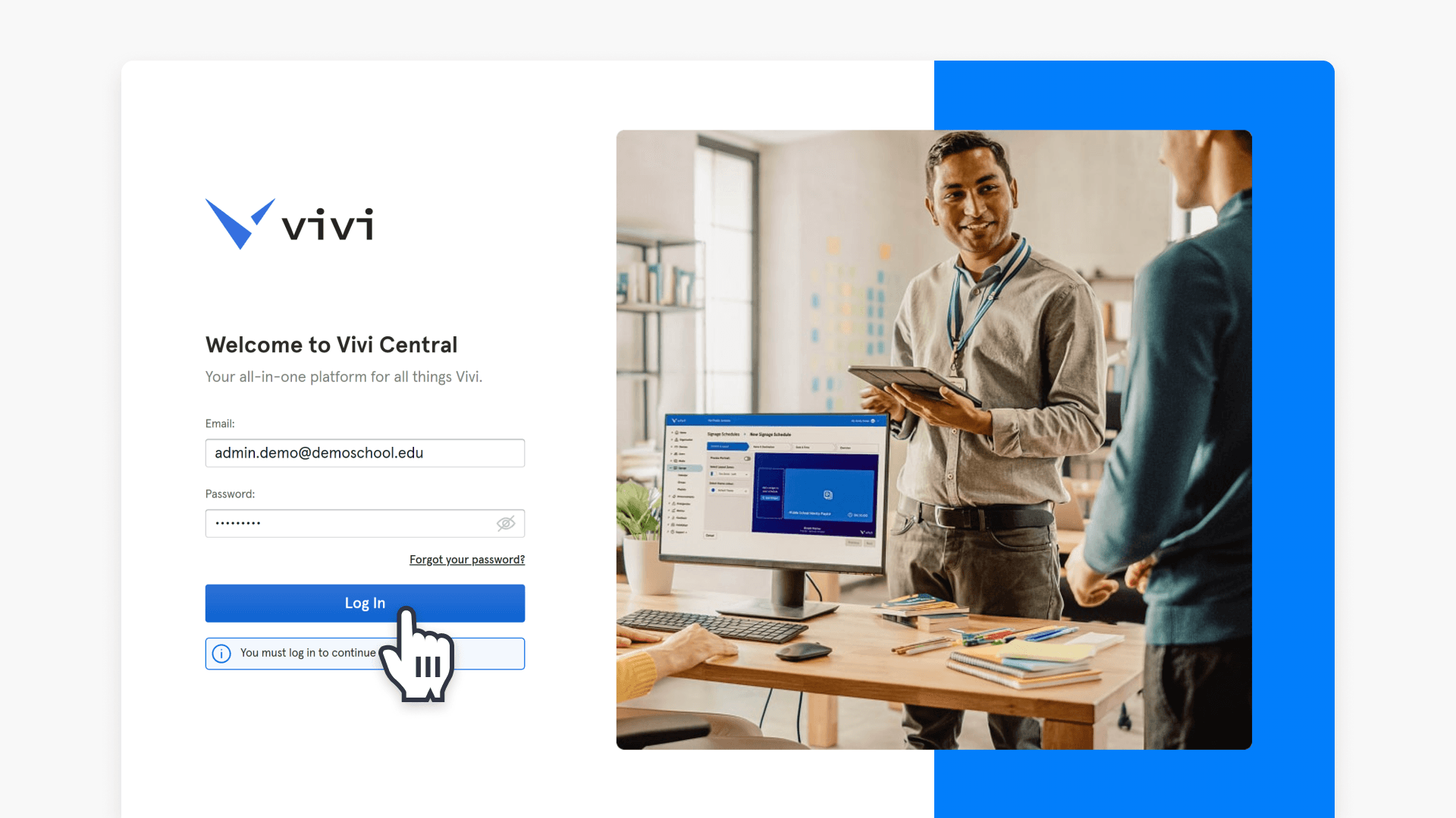 How to log in to Vivi Central when connecting your ClickView account