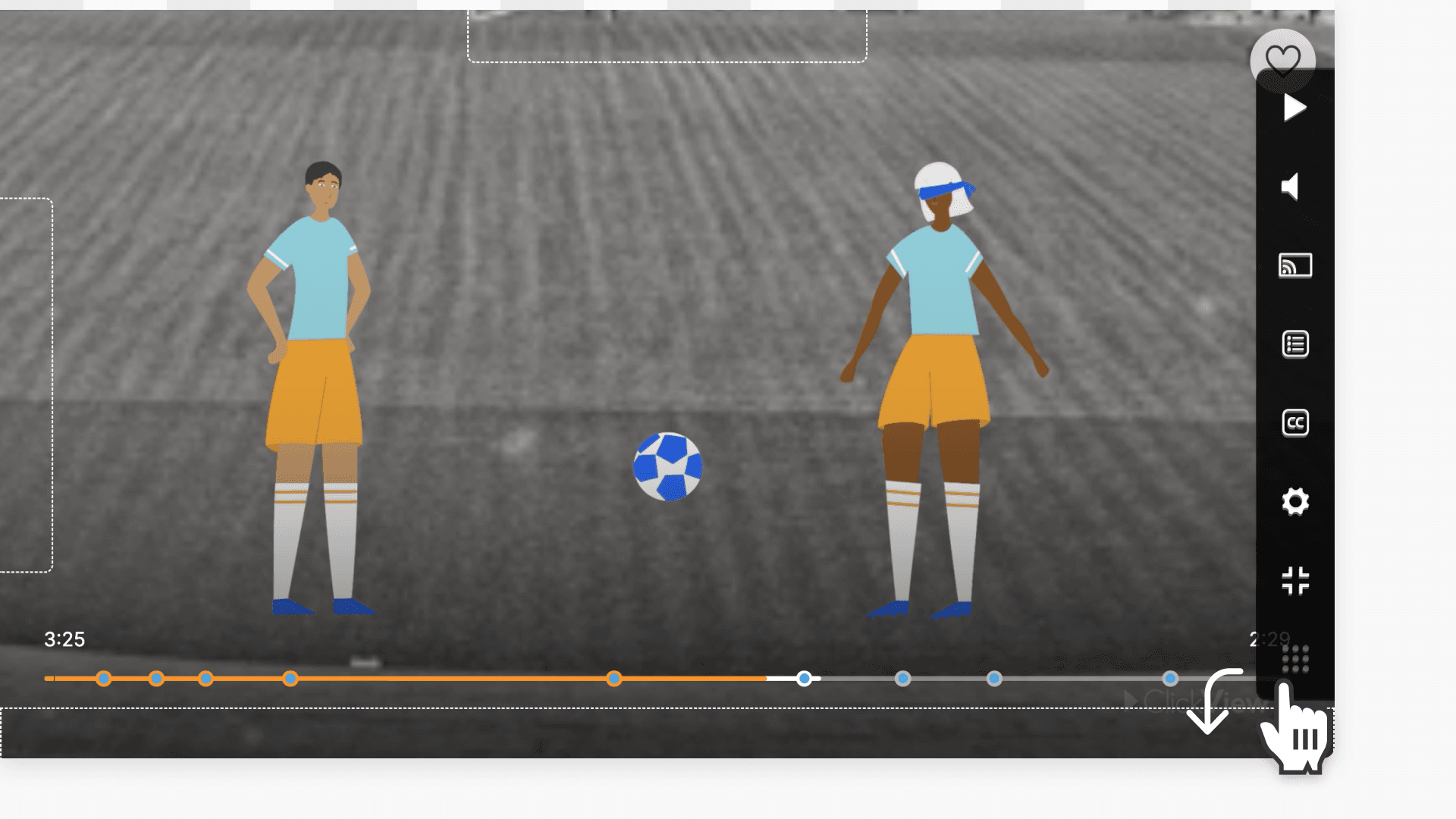 An arrow pointing to the bottom of the screen 